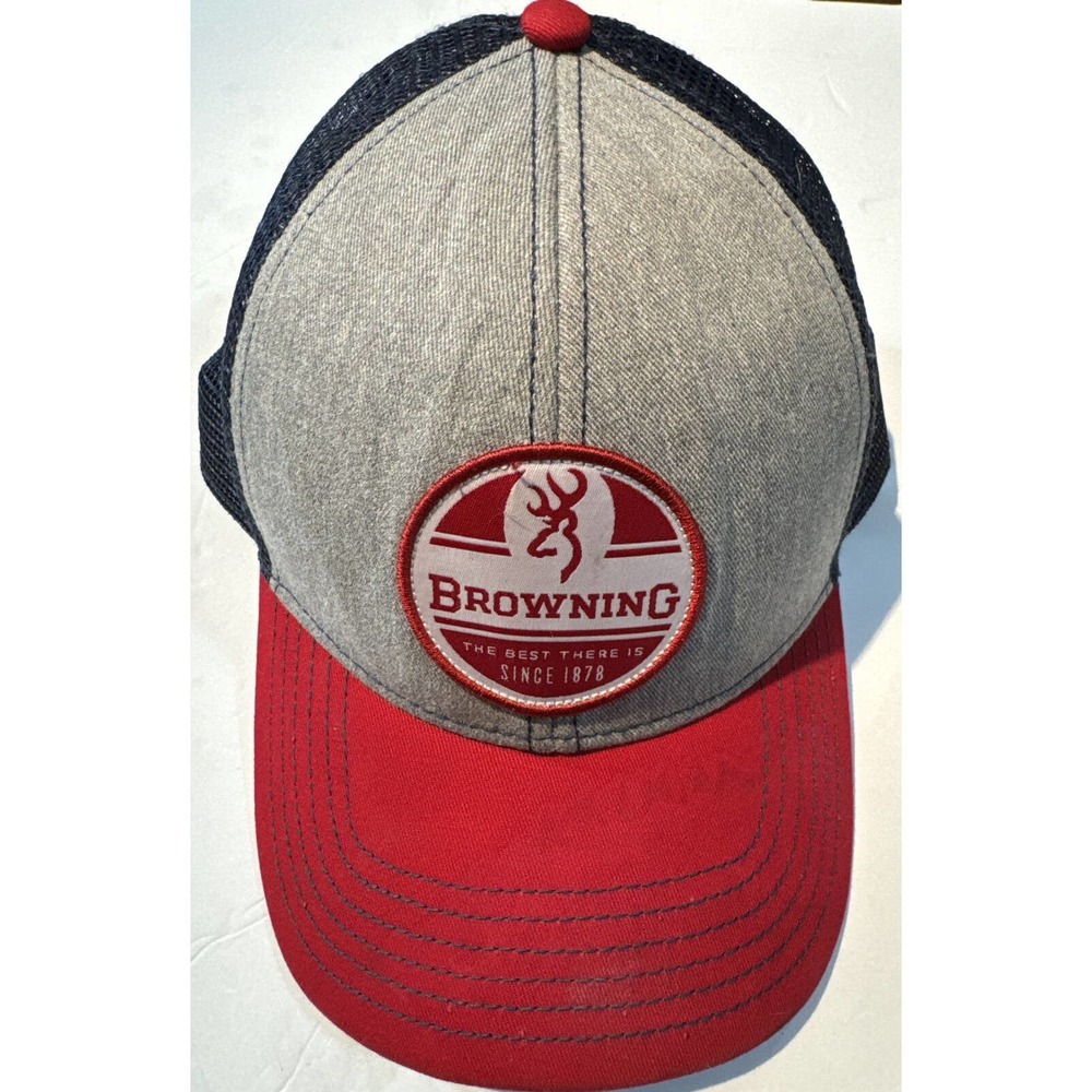 Browning Trucker Hat Cap SnapBack Mesh Red Blue